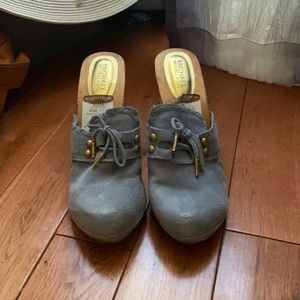 Blue Suede Clog Heels